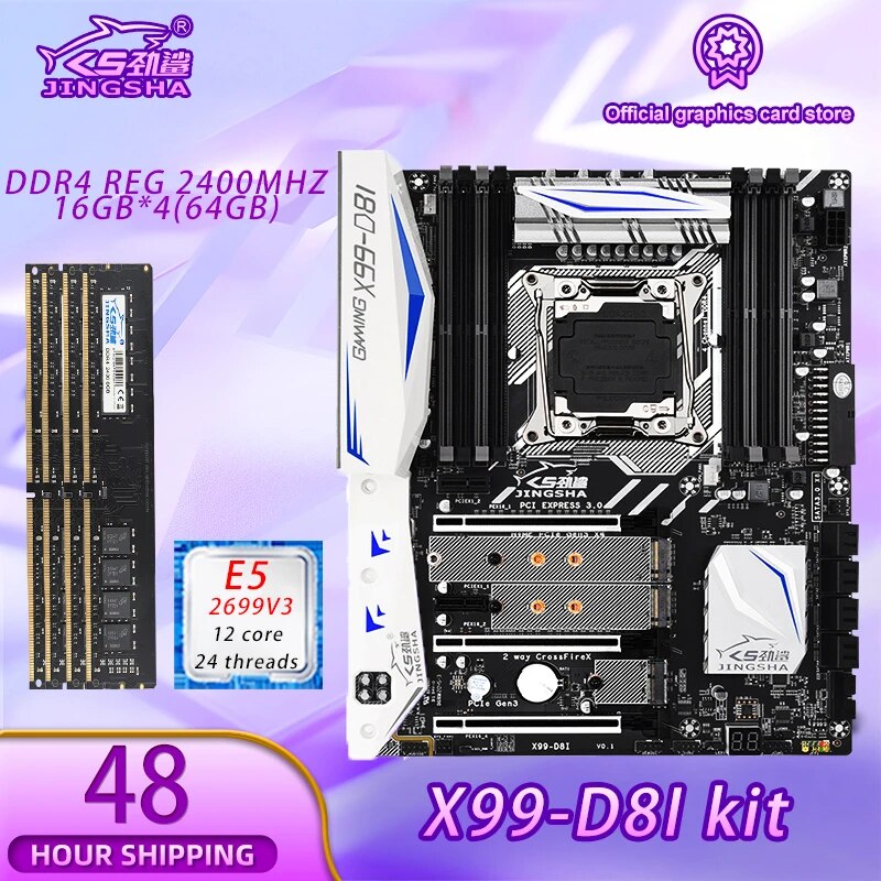 JINGSHA X99-D8I  CPU RAM ޺,  E5 2699V3 μ, X99-D8I LGA 2011-3  x99 ddr4